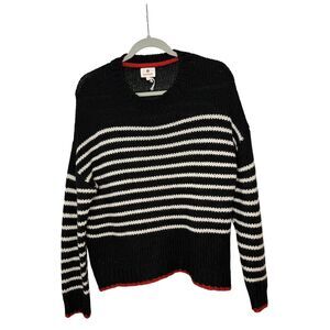 Anthropologie Sundry Loose Knit Striped Black White Sweater Size 1 (Small)